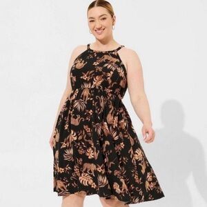 Torrid Black Jungle Tiger Sleeveless Dress Women’s Sz 3X
